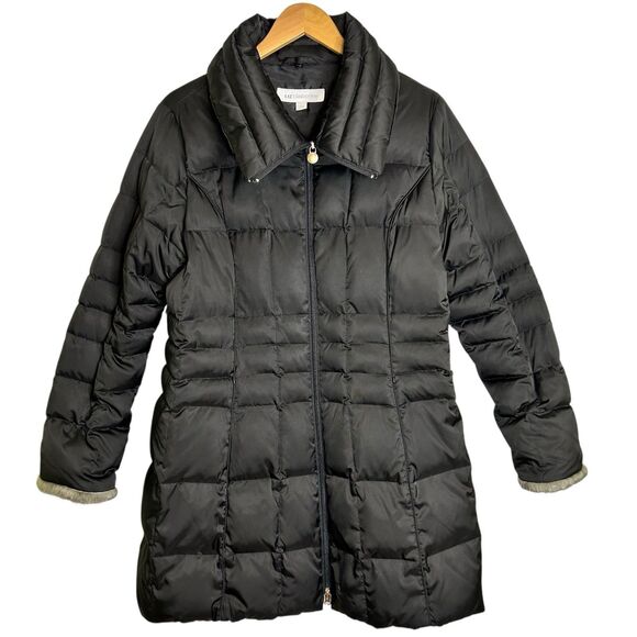 Liz Claiborne Quilted Down Filled Puffer Coat Size Large Womens Black Mid Length - Picture 1 of 12